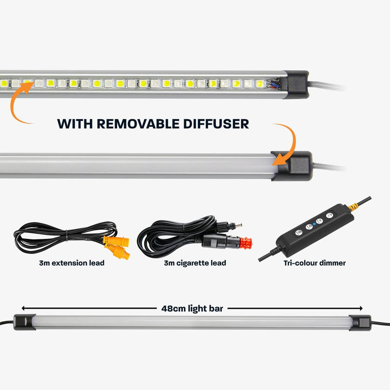 Load image into Gallery viewer, 19&quot; LED Camping Light Bar by Hard Korr - Orange &amp; White Dimmable
